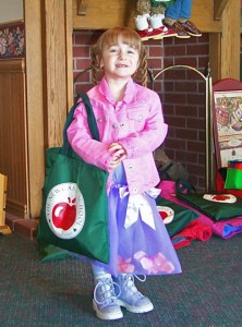 Sabrina Bussell 4 years old in preschool. A princess in snow boots.